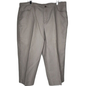CJ Banks Womens Tan White Striped Cotton Capris Cropped Size 16W Straight Leg